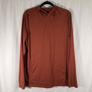 01.algo Performance Hoodie Men's Large Orange Heathered Long Sleeve Pullover